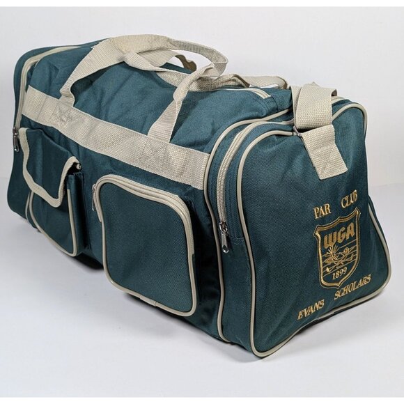 Vintage WGA Evans Scholars Par Club Golf Canvas Duffle Bag Green 1899 Gold Logo - Picture 1 of 6